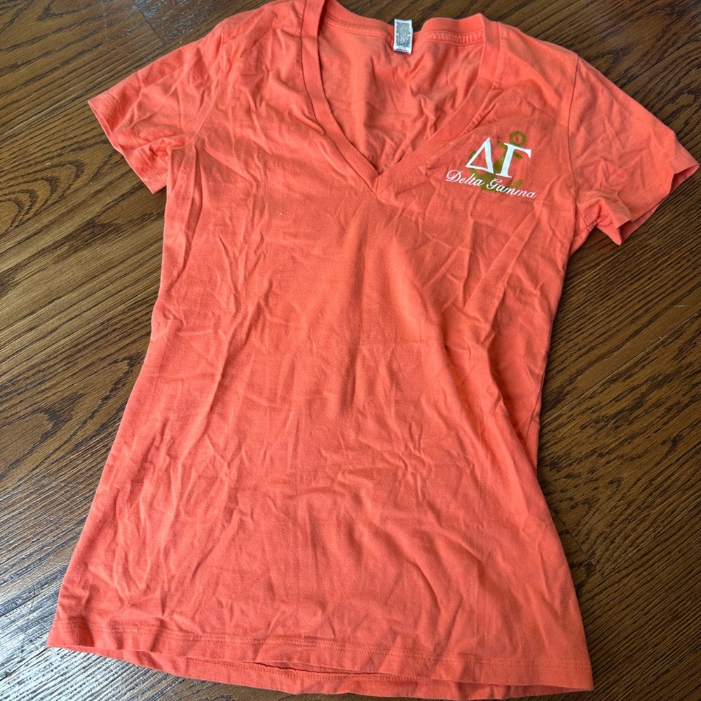 Vintage Coral Delta Gamma DG V-Neck Women's Tee